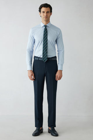  Orta Lacivert 8 Drop Long Slim Fit Uzun Dar Kesim Klasik Kumaş Pantolon