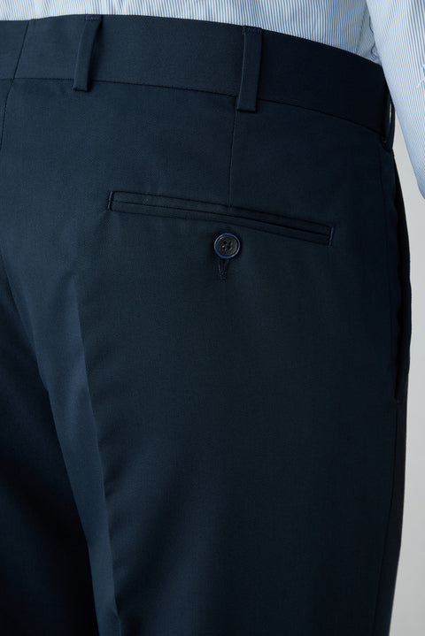 Orta Lacivert 8 Drop Long Slim Fit Uzun Dar Kesim Klasik Kumaş Pantolon