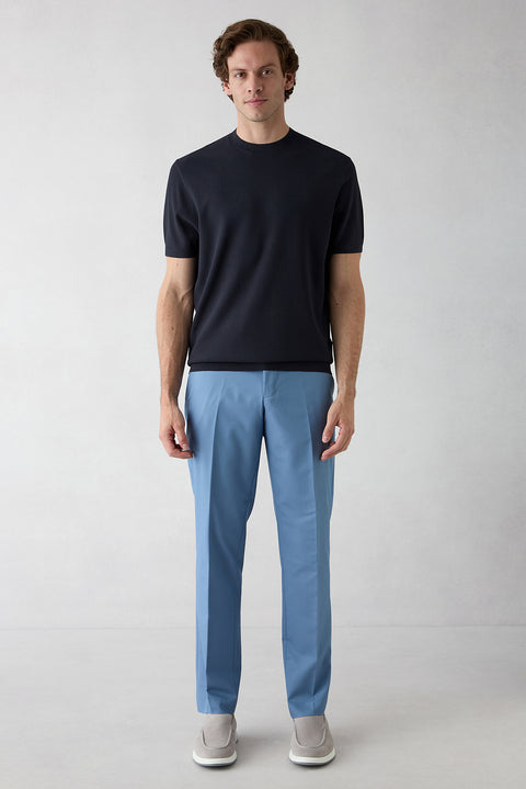 Blue 4 Drop Relaxed Fit Classic Fabric Trousers