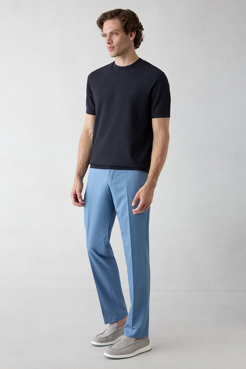 Blue 4 Drop Relaxed Fit Classic Fabric Trousers