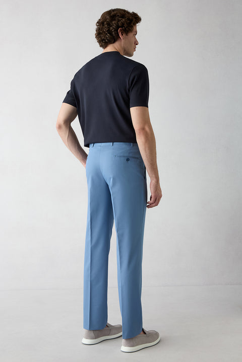 Blue 6 Drop Regular Fit Standard Cut Classic Fabric Trousers
