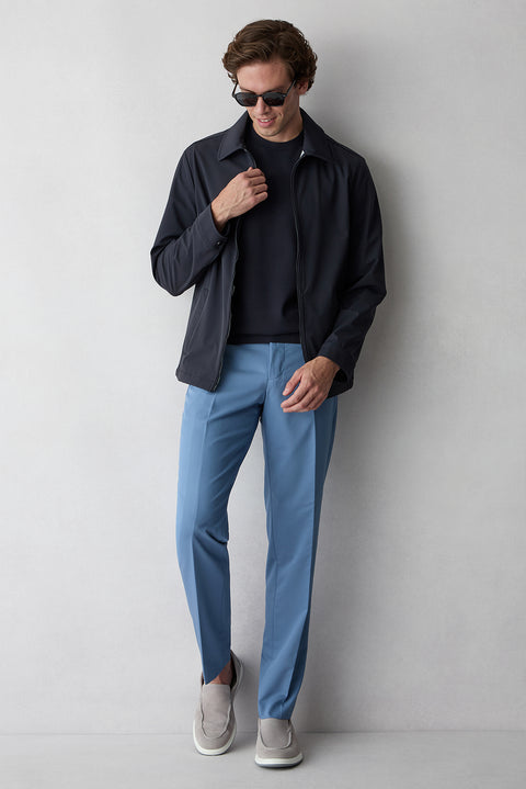 Blue 4 Drop Relaxed Fit Classic Fabric Trousers