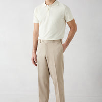 Açık Bej 4 Drop Relaxed Fit Rahat Kesim Klasik Kumaş Pantolon