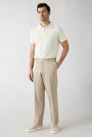  Açık Bej 4 Drop Relaxed Fit Rahat Kesim Klasik Kumaş Pantolon