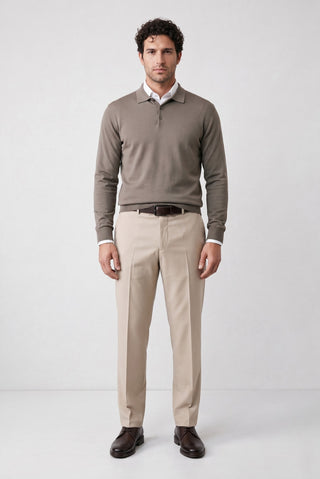 Açık Bej 4 Drop Relaxed Fit Rahat Kesim Klasik Kumaş Pantolon