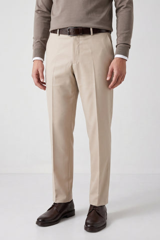  Açık Bej 4 Drop Relaxed Fit Rahat Kesim Klasik Kumaş Pantolon