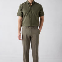 Medium Khaki 4 Drop Relaxed Fit Classic Fabric Trousers