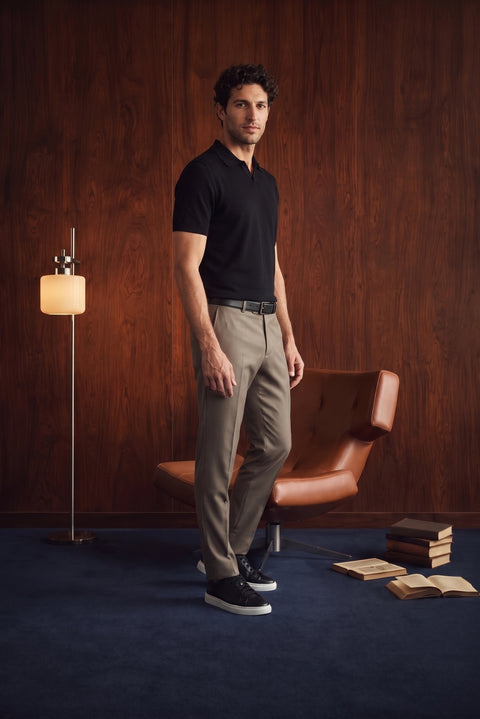 Orta Haki 4 Drop Relaxed Fit Rahat Kesim Klasik Kumaş Pantolon