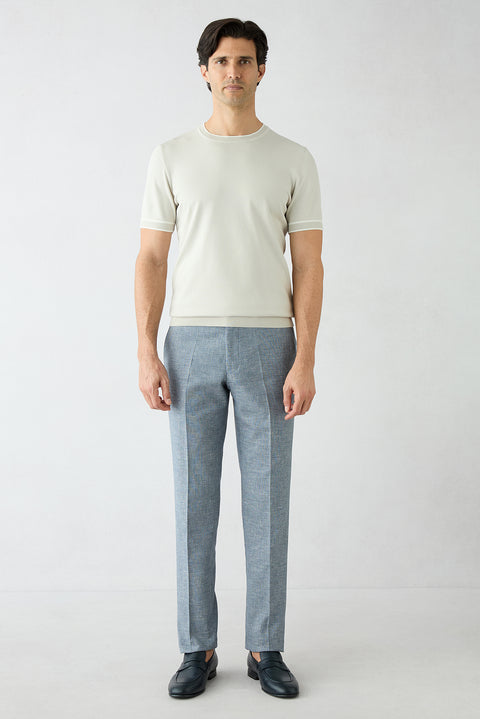 Light Navy Blue 4 Drop Relaxed Fit Classic Trousers
