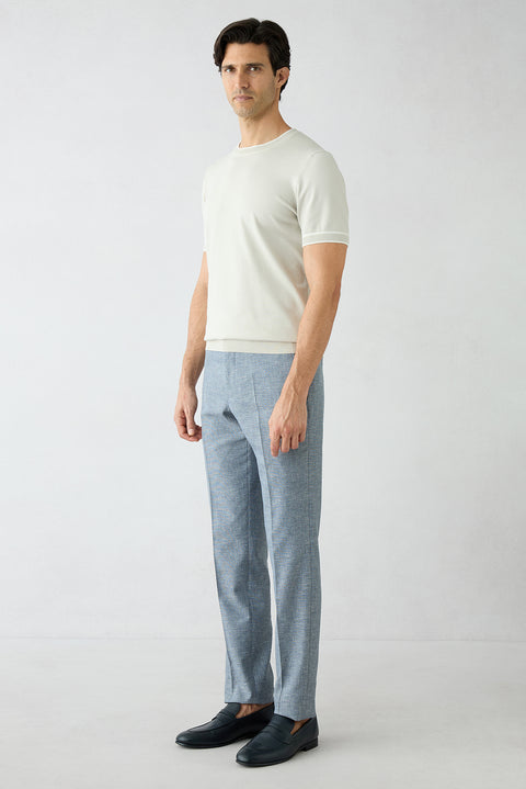 Light Navy Blue 4 Drop Relaxed Fit Classic Trousers