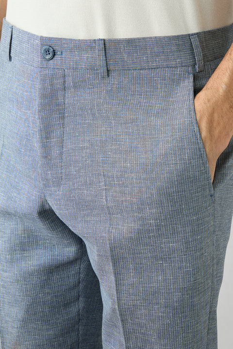 Light Navy Blue 4 Drop Relaxed Fit Classic Trousers
