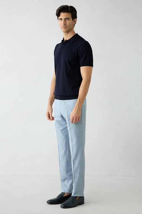 Light Blue 4 Drop Relaxed Fit Classic Trousers