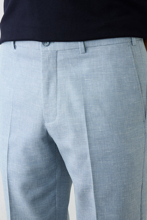 Light Blue 6 Drop Regular Fit Standard Cut Straight Classic Trousers