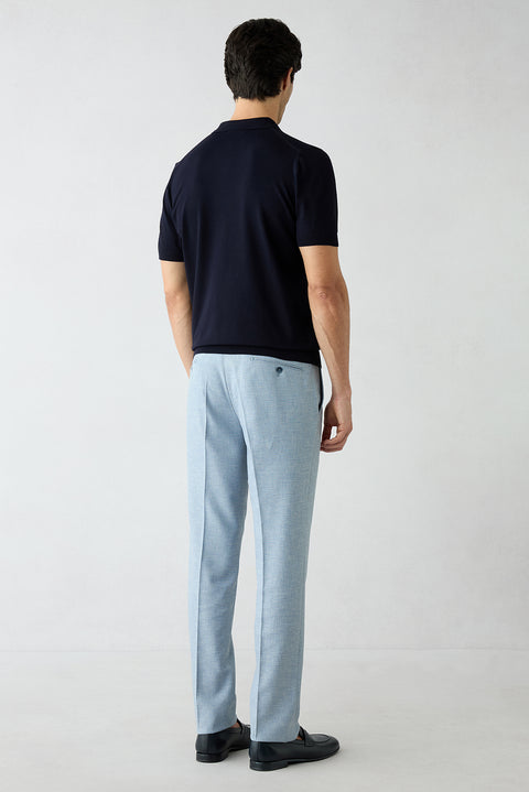 Light Blue 4 Drop Relaxed Fit Classic Trousers