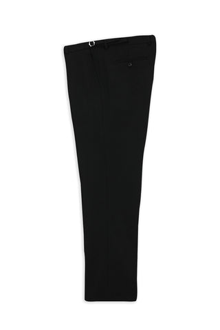  Siyah Relaxed Fit Rahat Kesim Tokalı Yünlü Flanel Klasik Pantolon