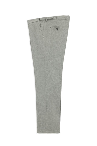  Orta Gri Relaxed Fit Rahat Kesim Tokalı Yünlü Flanel Klasik Pantolon