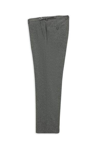  Orta Füme Relaxed Fit Rahat Kesim Tokalı Yünlü Flanel Klasik Pantolon