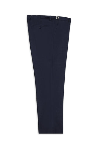  Koyu Lacivert 4 Drop Relaxed Fit Rahat Kesim Tokalı Yünlü Flanel Klasik Pantolon