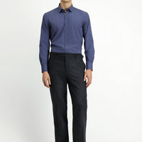 Orta Antrasit Relaxed Fit Rahat Kesim Tokalı Yünlü Flanel Klasik Pantolon