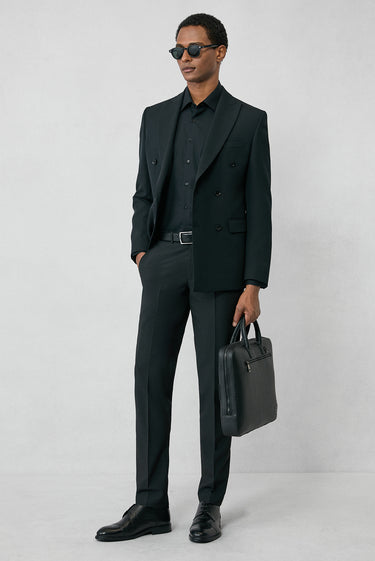  Siyah 7 Drop Slim Fit Dar Kesim Klasik Kumaş Pantolon