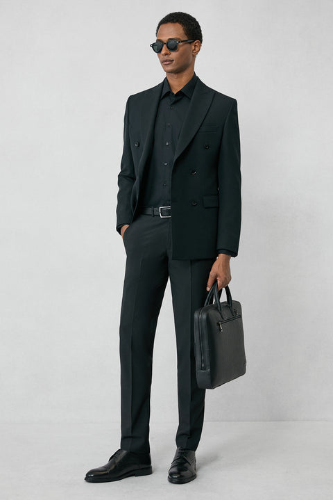 Siyah 7 Drop Slim Fit Dar Kesim Klasik Kumaş Pantolon