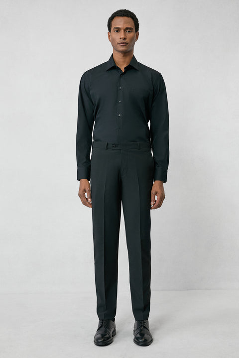 Siyah 7 Drop Slim Fit Dar Kesim Klasik Kumaş Pantolon
