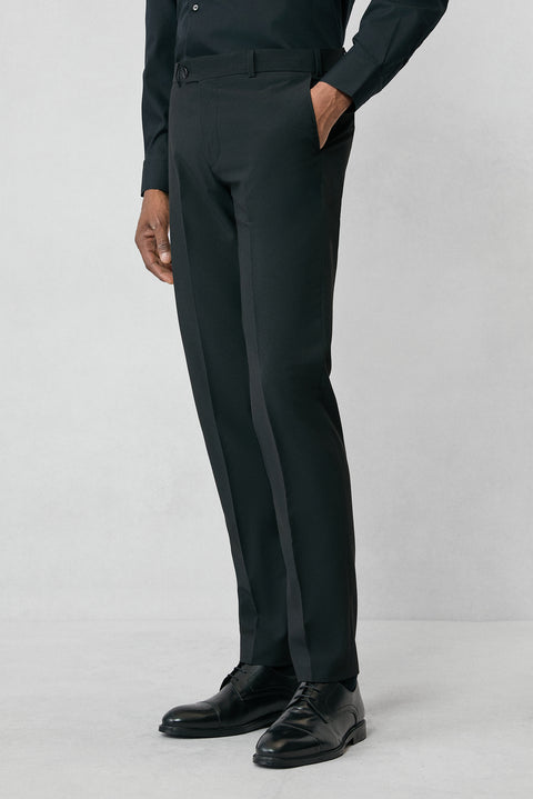 Siyah 7 Drop Super Slim Fit Eksra Dar Kesim Klasik Kumaş Pantolon