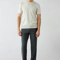 Medium Smoke 7 Drop Slim Fit Plain Wool Classic Trousers