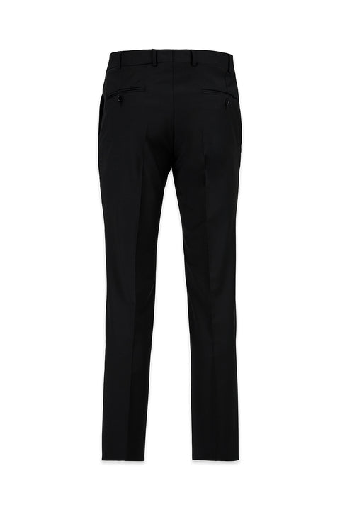 Siyah Lacivert 7 Drop Slim Fit Dar Kesim Yünlü Klasik Kumaş Pantolon