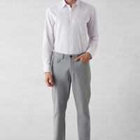 Açık Gri Slim Fit Dar Kesim Likralı 5 Cep Kanvas / Chino Pantolon