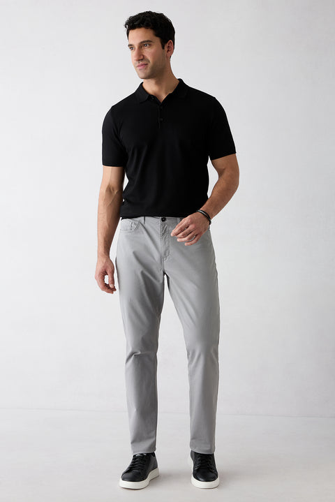 Açık Gri Slim Fit Dar Kesim Likralı 5 Cep Kanvas / Chino Pantolon