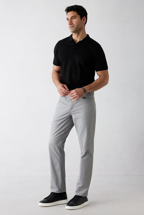Açık Gri Relaxed Fit Rahat Kesim Likralı 5 Cep Kanvas / Chino Pantolon