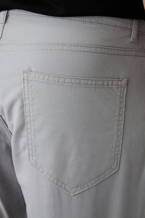 Açık Gri Regular Fit Standart Kesim Likralı 5 Cep Kanvas / Chino Pantolon