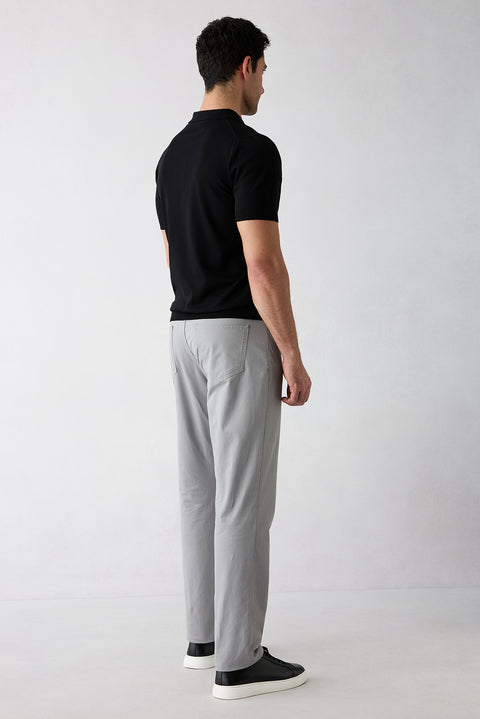 Açık Gri Slim Fit Dar Kesim Likralı 5 Cep Kanvas / Chino Pantolon