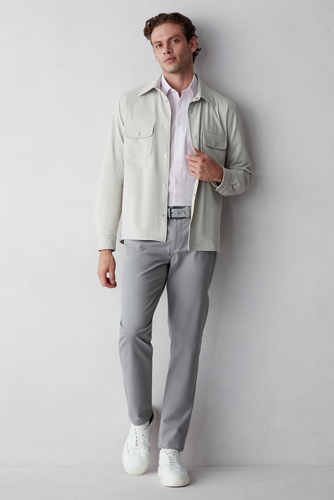 Açık Gri Slim Fit Dar Kesim Likralı 5 Cep Kanvas / Chino Pantolon