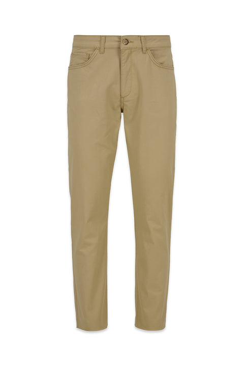 Mid Beige Regular Fit Standard Cut Canvas / Chino Trousers