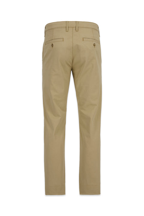 Mid Beige Regular Fit Standard Cut Canvas / Chino Trousers