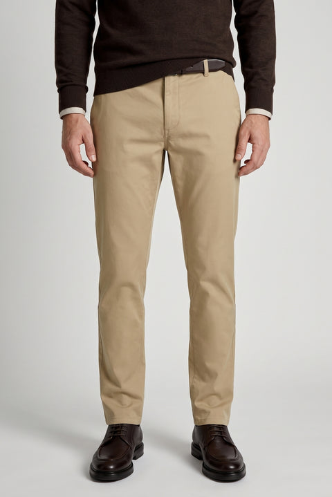 Orta Bej Regular Fit Standart Kesim Yandan Cep Kanvas / Chino Pantolon