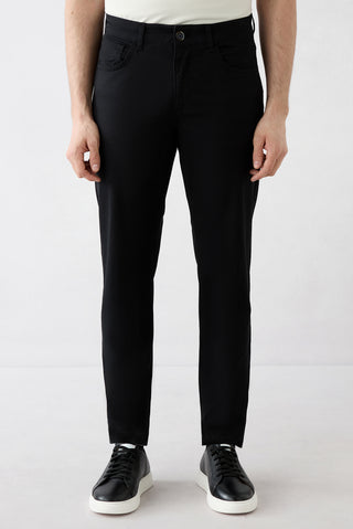 Siyah Regular Fit Standart Kesim Likralı 5 Cep Kanvas / Chino Pantolon