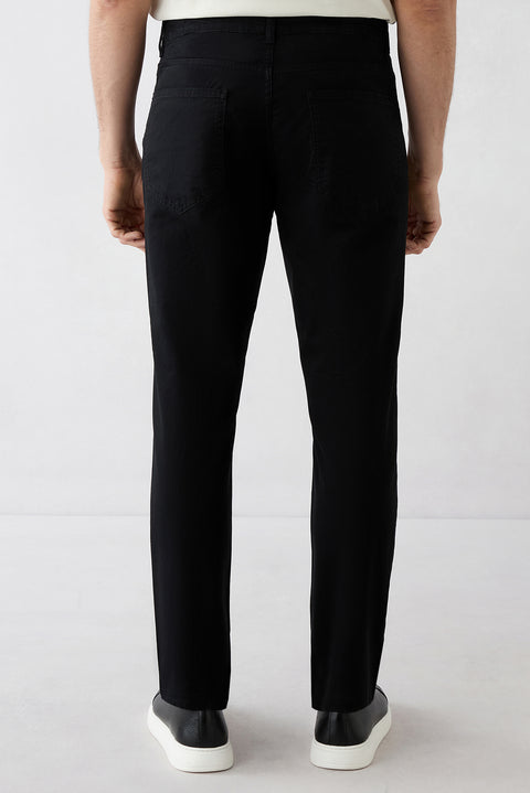 Siyah Regular Fit Standart Kesim Likralı 5 Cep Kanvas / Chino Pantolon