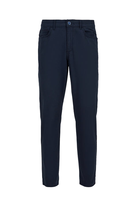 Orta Lacivert Slim Fit Dar Kesim Likralı 5 Cep Kanvas / Chino Pantolon