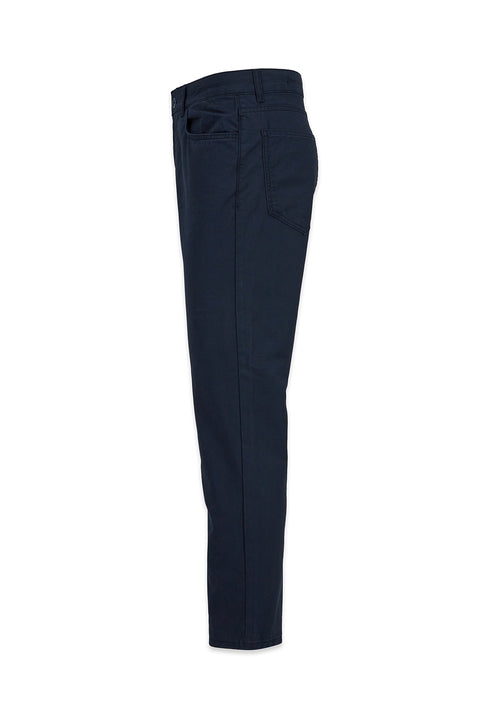 Orta Lacivert Slim Fit Dar Kesim Likralı 5 Cep Kanvas / Chino Pantolon