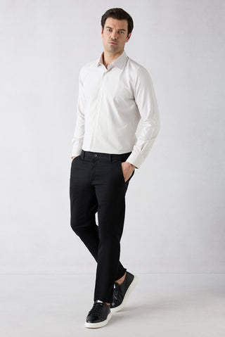  Siyah Regular Fit Standart Kesim Yan Cepli Kanvas / Chino Pantolon