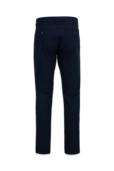 Orta Lacivert Relaxed Fit Rahat Kesim Yan Cepli Kanvas / Chino Pantolon