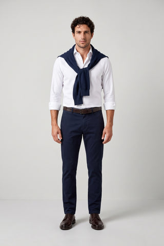  Orta Lacivert Regular Fit Standart Kesim Yan Cepli Kanvas / Chino Pantolon