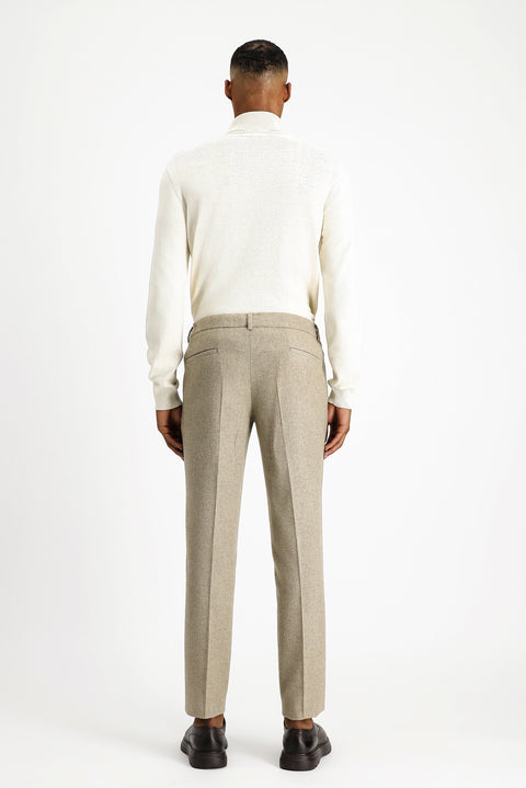 Orta Vizon 7 Drop Slim Fit Dar Kesim Yünlü Beli Lastikli İpli Klasik Pantolon