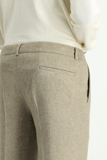 Orta Vizon Slim Fit Dar Kesim Yünlü Beli Lastikli İpli Klasik Pantolon