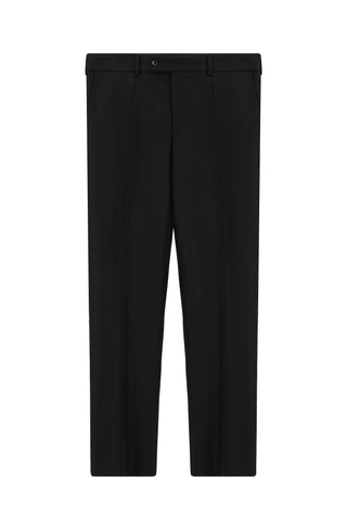  Siyah Relaxed Fit Rahat Kesim Yünlü Pileli Flanel Klasik Kumaş Pantolon