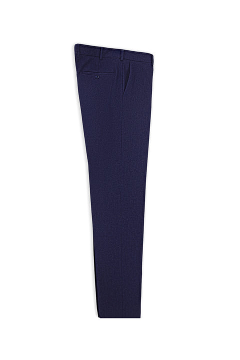 Orta Lacivert 6 Drop Regular Fit Standart Kesim Yünlü Pileli Flanel Klasik Kumaş Pantolon