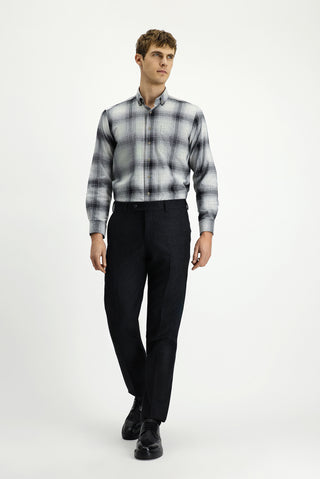  Koyu Antrasit 6 Drop Regular Fit Standart Kesim Yünlü Pileli Flanel Klasik Kumaş Pantolon